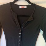 Bayse Black Long Sleeve Henley Bodysuit Photo 1