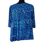 NWOT Belle by Kim Gravel Women’s 2X Blue Leopard Print Stretch Top Long Sleeve Photo 6