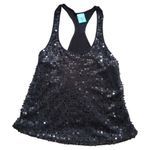 H.I.P. Happening in the Present Tank Top Women Medium Black Sequin Party Dance EUC Photo 6