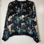 Johnny Was NWOT  Workshop Twilight Shadow Reversible Silk Green Bomber Jacket MED Photo 4