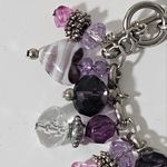 Purple Shades Glass & Beads Silvertone 8" Charm Bracelet Photo 4