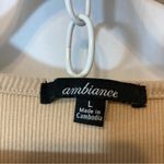 Ambiance Tan Light Brown Ribbed Lined Short Sleeve Scoop Neck Cropped Crop Top Size L Photo 1