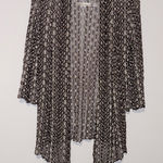 Chico's Chico’s Lightweight Geometric Mesh Lace Kimono Cardigan Cover Black Grey‎ medium Photo 0