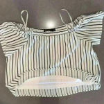 Doe & Rae  off the shoulder white black stripe crop top size XS Photo 0