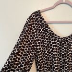 Papillon Blanc Dress Polka Dot Scoop Neck 3/4 Sleeve Black Brown Cream Sz XL EUC Photo 3