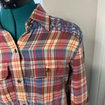 CHAPS Plaid Red Blue Plaid Long Sleeve Button Up Western Rodeo Cowgirl Cotton Photo 2