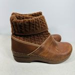 Brown Leather Clog Boots with Knit Cuff size 39 Photo 2