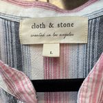 Anthropologie  Large Cloth & Stone Blue Pink White Striped Sleeveless Mini Dress Photo 3