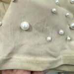 Boutique Pants Womens Size Large Tan Pearls Mesh Beach Swim Pull On Dance Pool Photo 12