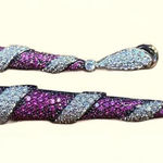 New Nazila Couture Long Pink and Silver Rhinestone Drop Earrings Photo 0