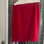 CELINE Paris Pencil Skirt Womens Size 48 US 16 Red 100% Wool Gold Chain Zip Photo 1