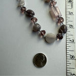Smokey quartz, peach moonstone beads Necklace on Silver Chain Photo 3
