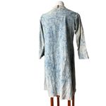 Vintage THRILL Lightweight Acid Wash Denim Duster Fringe Edges Hippie Festival Blue Size XL Photo 3