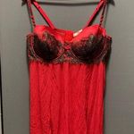 Cacique NEW  lane bryant red and black lace roses babydoll with thong Photo 0