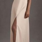 BHLDN Anthropologie Remy Cowl Neck Faux Wrap Satin Gown Blush Rose Photo 0