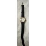 Gitano Quartz Watch Gold Tone Bezel White Dial Black Genuine Leather‎ Band Photo 7