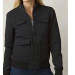 prAna Minx Bomber Jacket S pockets black textured stretchy warm mock collar zip Photo 13