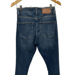 H&M Frayed Raw Hem Waist High Waisted Skinny Ankle Dark Wash Denim Jeans Photo 4