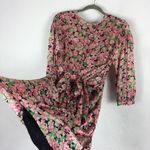 ZARA NWT  Printed Floral Draped Tie Ruched Mini Dress Pink Green Black Small Photo 13
