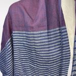 Purple Navy Striped Gauze Scarf Lightweight Wrap Shawl Fringe Boho Style Photo 1