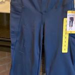 Flare Navy Blue Leggings Crop Comfy Soft Womens Small Pockets Photo 6