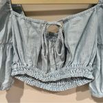 ZARA  Off the Shoulder Light Blue Crop Top | S Photo 5