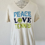 Life is Good  T-Shirt Tee V-Neck Peace Tennis Sports Cotton Womens Large L Photo 0