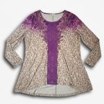 Size 1X OneWorld Cheetah Ombre Purple Flowy Y2K Shirt Photo 0