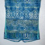 Title Nine Women XS Blue Stripe Print Shirt Cap Sleeve Contrast Trim Athleisure Photo 1