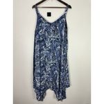 cupio Dress L Blue White Paisley Handkerchief Hem Fairy Boho Whimsical Resort Photo 2