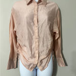 URBAN REVIVO Peach Ruched Side Button Up Shirt Long Sleeve Top Size US 2 Pink Photo 0