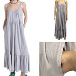 Z Supply  Light Purple Gray Sleeveless Spaghetti Strap Cotton Maxi Pocket Dress L Photo 2