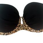 Victoria's Secret  36C Black leopard print Strapless pushup padded bikini top Photo 2