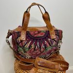 Nena & Co OOAC Weekender Bag Leather /Textile Purse Slouch Tote Travel Guatemala Brown Photo 10