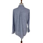 Per Se  Blue Linen Blend Long Sleeve Top Medium Lightweight Popover Photo 3