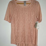 Chico's NWT Chico’s Size 0 Pullover POINTELLE STITCH SWEATER Shirt Blush Peach Small Photo 0