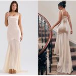 House Of CB NWOT  'Vittoria' Champagne Chiffon Floor Length Gown sz S Photo 2