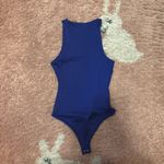 EXPRESS NWT Women's Blue Body Contour Thong High Neck Bodysuit Size XS Soft Sexy Photo 4