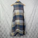 Yuvita Chambray Sleeveless Pintuck Plaid Linen Dress Lagenlook Blue Size S $148 Photo 3