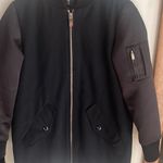 Maje Woman Satin-paneled Wool-blend Coat Black Photo 4