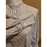 Everlane  XS Blue White Stripe Band Collar Button Front Cotton Blouse Shirt Photo 4