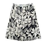 Amanda Smith Vintage 90s Floral Silk Skirt Black and White Size 10 A-Line Silky Cottage Photo 2