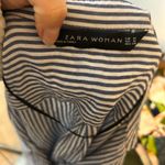 ZARA Blue Striped Pocket Boyfriend Shirt Photo 2