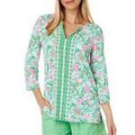 Lilly Pulitzer  Karina Tunic L UPF 50+ Chillylilly Just Wing It Green Botanical Photo 6