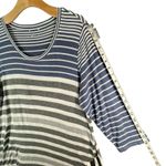 Dress Barn  DB Sunday Tunic Top Womens XL Blue Gray Stripe Asymmetric Stretch Photo 8