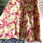 1990s Pastel Pink and yellow floral boho midi tiered skirt with a side zipper Size 14 Photo 2