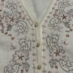 Avenue  Button Front Embroidered Sequined Elegant Pearl Color Cardigan size 14/16 Photo 4