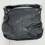 B Makowsky Genuine Black Leather Tote Large Shoulder Bag Purse Gold Hardware Photo 1