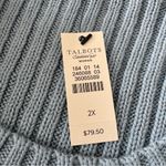 Talbots Chunky Knit Ribbed Sweater NWT size 2X Light Blue Cotton 3/4 Sleeves Photo 5