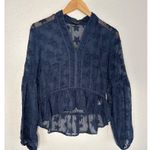 Romeo + Juliet Couture Navy Sheer Blouse Lace Babydoll Stars Fairy Long Sleeve Photo 2